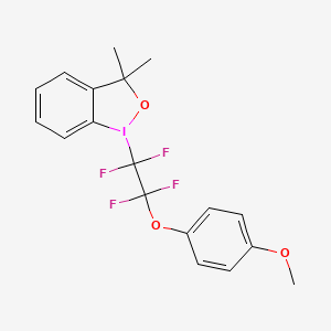 molecular formula C18H17F4IO3 B2405034 1-(4-Methoxyphenoxy tetrafluoroethyl)-3,3-dimethyl-1,2-benziodoxole CAS No. 1836233-13-6