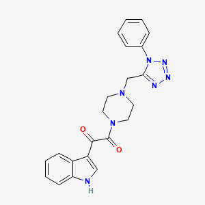 molecular formula C22H21N7O2 B2405035 1-(1H-indol-3-yl)-2-(4-((1-phenyl-1H-tetrazol-5-yl)methyl)piperazin-1-yl)ethane-1,2-dione CAS No. 1021226-68-5