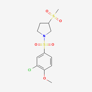 molecular formula C12H16ClNO5S2 B2405040 1-((3-氯-4-甲氧苯基)磺酰基)-3-(甲磺酰基)吡咯烷 CAS No. 1448130-68-4