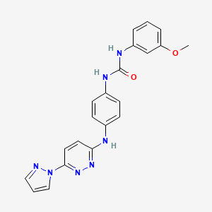 molecular formula C21H19N7O2 B2405043 1-(4-((6-(1H-pyrazol-1-yl)pyridazin-3-yl)amino)phenyl)-3-(3-methoxyphenyl)urea CAS No. 1013835-70-5