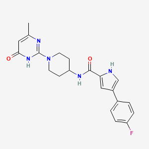 molecular formula C21H22FN5O2 B2405046 4-(4-氟苯基)-N-(1-(4-甲基-6-氧代-1,6-二氢嘧啶-2-基)哌啶-4-基)-1H-吡咯-2-甲酰胺 CAS No. 1903154-71-1