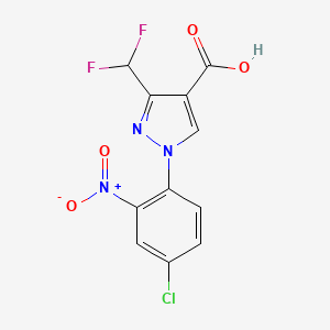 molecular formula C11H6ClF2N3O4 B2405049 1-(4-Chloro-2-nitrophenyl)-3-(difluoromethyl)pyrazole-4-carboxylic acid CAS No. 1975118-56-9