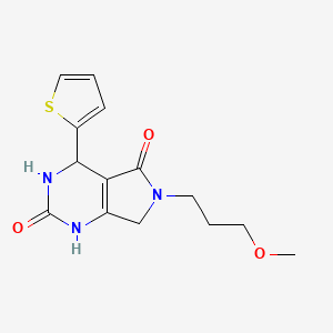 molecular formula C14H17N3O3S B2405060 6-(3-methoxypropyl)-4-(thiophen-2-yl)-3,4,6,7-tetrahydro-1H-pyrrolo[3,4-d]pyrimidine-2,5-dione CAS No. 946218-97-9