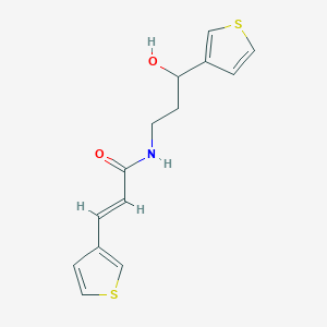 molecular formula C14H15NO2S2 B2405063 (E)-N-(3-羟基-3-(噻吩-3-基)丙基)-3-(噻吩-3-基)丙烯酰胺 CAS No. 2035004-64-7