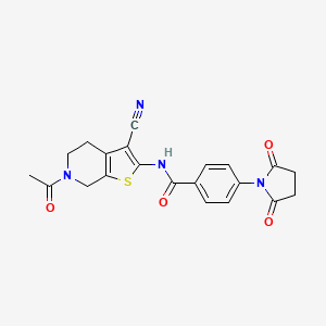 molecular formula C21H18N4O4S B2405077 N-(6-乙酰基-3-氰基-4,5,6,7-四氢噻吩并[2,3-c]吡啶-2-基)-4-(2,5-二氧代吡咯烷-1-基)苯甲酰胺 CAS No. 920451-30-5