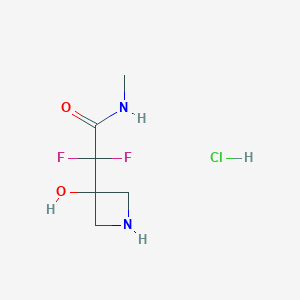 molecular formula C6H11ClF2N2O2 B2405079 2,2-Difluoro-2-(3-hydroxyazetidin-3-yl)-N-methylacetamide hydrochloride CAS No. 2229162-75-6