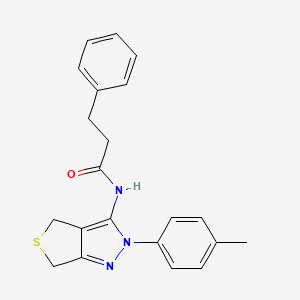 molecular formula C21H21N3OS B2405080 N-[2-(4-methylphenyl)-4,6-dihydrothieno[3,4-c]pyrazol-3-yl]-3-phenylpropanamide CAS No. 476458-80-7