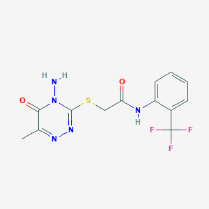 molecular formula C13H12F3N5O2S B2405096 2-[(4-amino-6-methyl-5-oxo-1,2,4-triazin-3-yl)sulfanyl]-N-[2-(trifluoromethyl)phenyl]acetamide CAS No. 869067-75-4