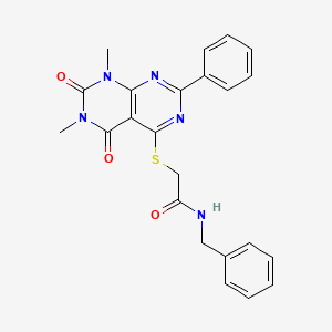 molecular formula C23H21N5O3S B2405105 N-苄基-2-((6,8-二甲基-5,7-二氧代-2-苯基-5,6,7,8-四氢嘧啶并[4,5-d]嘧啶-4-基)硫代)乙酰胺 CAS No. 906232-93-7