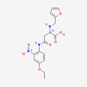 molecular formula C17H19N3O7 B2405106 4-((4-Ethoxy-2-nitrophenyl)amino)-2-((furan-2-ylmethyl)amino)-4-oxobutanoic acid CAS No. 1103511-01-8