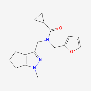 molecular formula C17H21N3O2 B2405108 N-(furan-2-ylmethyl)-N-((1-methyl-1,4,5,6-tetrahydrocyclopenta[c]pyrazol-3-yl)methyl)cyclopropanecarboxamide CAS No. 1798530-02-5