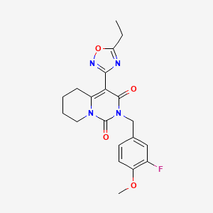 molecular formula C20H21FN4O4 B2405115 4-(5-ethyl-1,2,4-oxadiazol-3-yl)-2-(3-fluoro-4-methoxybenzyl)-5,6,7,8-tetrahydro-1H-pyrido[1,2-c]pyrimidine-1,3(2H)-dione CAS No. 1775484-66-6