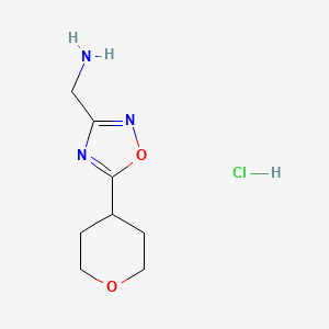 molecular formula C8H14ClN3O2 B2405130 [5-(Oxan-4-yl)-1,2,4-oxadiazol-3-yl]methanamine;hydrochloride CAS No. 2230807-19-7