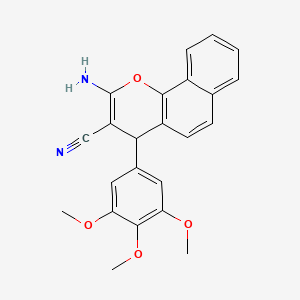 molecular formula C23H20N2O4 B2405132 2-amino-4-(3,4,5-trimethoxyphenyl)-4H-benzo[h]chromene-3-carbonitrile CAS No. 339062-56-5