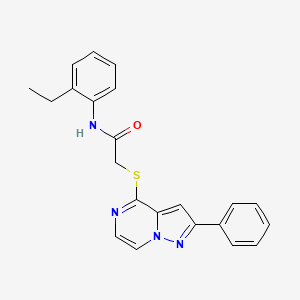 molecular formula C22H20N4OS B2405145 N-(2-ethylphenyl)-2-[(2-phenylpyrazolo[1,5-a]pyrazin-4-yl)thio]acetamide CAS No. 1021252-24-3