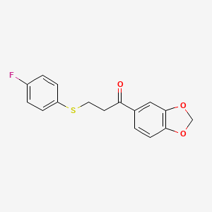 molecular formula C16H13FO3S B2405146 1-(1,3-Benzodioxol-5-yl)-3-[(4-fluorophenyl)sulfanyl]-1-propanone CAS No. 882749-61-3