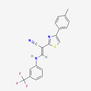 molecular formula C20H14F3N3S B2405148 (E)-2-(4-(p-tolyl)thiazol-2-yl)-3-((3-(trifluoromethyl)phenyl)amino)acrylonitrile CAS No. 477186-53-1