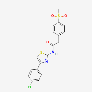 molecular formula C18H15ClN2O3S2 B2405160 N-(4-(4-chlorophenyl)thiazol-2-yl)-2-(4-(methylsulfonyl)phenyl)acetamide CAS No. 919848-67-2