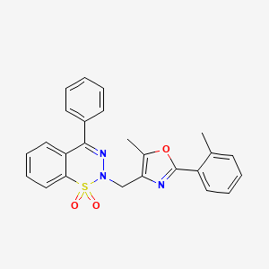 molecular formula C25H21N3O3S B2405168 2-((5-methyl-2-(o-tolyl)oxazol-4-yl)methyl)-4-phenyl-2H-benzo[e][1,2,3]thiadiazine 1,1-dioxide CAS No. 1428378-95-3