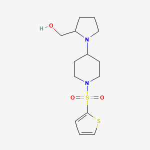 molecular formula C14H22N2O3S2 B2405171 (1-(1-(噻吩-2-磺酰基)哌啶-4-基)吡咯烷-2-基)甲醇 CAS No. 1448065-17-5