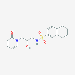 molecular formula C18H22N2O4S B2405175 N-(2-hydroxy-3-(2-oxopyridin-1(2H)-yl)propyl)-5,6,7,8-tetrahydronaphthalene-2-sulfonamide CAS No. 1705867-10-2