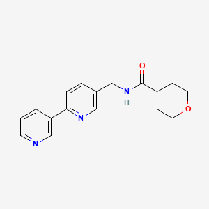 molecular formula C17H19N3O2 B2405178 N-([2,3'-bipyridin]-5-ylmethyl)tetrahydro-2H-pyran-4-carboxamide CAS No. 2034449-71-1