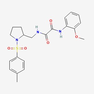 molecular formula C21H25N3O5S B2405185 N1-(2-甲氧基苯基)-N2-((1-甲苯磺酰吡咯烷-2-基)甲基)草酰胺 CAS No. 896276-88-3