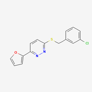 molecular formula C15H11ClN2OS B2405192 3-((3-Chlorobenzyl)thio)-6-(furan-2-yl)pyridazine CAS No. 872704-85-3