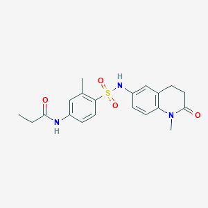 molecular formula C20H23N3O4S B2405196 N-(3-甲基-4-(N-(1-甲基-2-氧代-1,2,3,4-四氢喹啉-6-基)磺酰胺)苯基)丙酰胺 CAS No. 922058-82-0