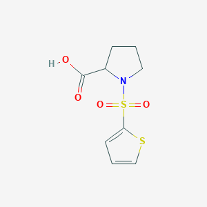 molecular formula C9H11NO4S2 B2405207 1-(噻吩-2-磺酰基)-吡咯烷-2-羧酸 CAS No. 82068-23-3