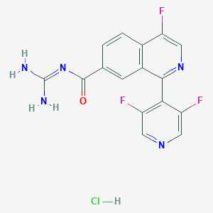 molecular formula C16H11ClF3N5O B2405209 N-(Diaminomethylidene)-1-(3,5-difluoropyridin-4-yl)-4-fluoroisoquinoline-7-carboxamide;hydrochloride CAS No. 2309473-83-2