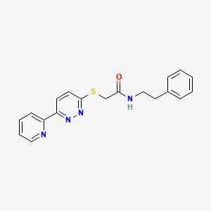 molecular formula C19H18N4OS B2405216 N-phenethyl-2-((6-(pyridin-2-yl)pyridazin-3-yl)thio)acetamide CAS No. 892439-07-5