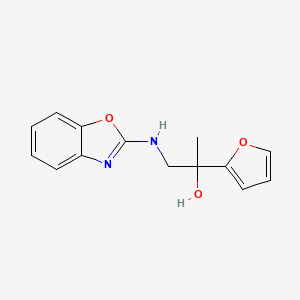molecular formula C14H14N2O3 B2405218 1-(1,3-Benzoxazol-2-ylamino)-2-(furan-2-yl)propan-2-ol CAS No. 2380069-41-8