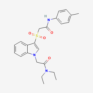 molecular formula C23H27N3O4S B2405221 N,N-diethyl-2-(3-((2-oxo-2-(p-tolylamino)ethyl)sulfonyl)-1H-indol-1-yl)acetamide CAS No. 878055-79-9
