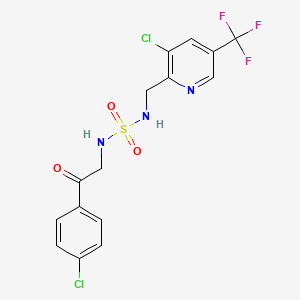 molecular formula C15H12Cl2F3N3O3S B2405223 N-[2-(4-chlorophenyl)-2-oxoethyl]-N'-{[3-chloro-5-(trifluoromethyl)-2-pyridinyl]methyl}sulfamide CAS No. 2058452-05-2