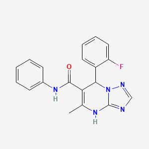 molecular formula C19H16FN5O B2405228 7-(2-フルオロフェニル)-5-メチル-N-フェニル-4,7-ジヒドロ-[1,2,4]トリアゾロ[1,5-a]ピリミジン-6-カルボキサミド CAS No. 681470-86-0