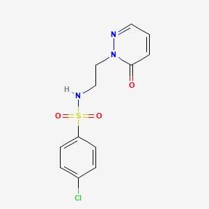 molecular formula C12H12ClN3O3S B2405231 4-chloro-N-(2-(6-oxopyridazin-1(6H)-yl)ethyl)benzenesulfonamide CAS No. 1021219-29-3