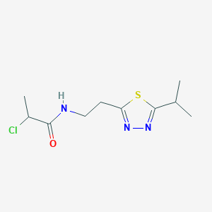 molecular formula C10H16ClN3OS B2405233 2-Chloro-N-[2-(5-propan-2-yl-1,3,4-thiadiazol-2-yl)ethyl]propanamide CAS No. 2411221-29-7