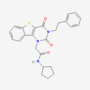 molecular formula C25H25N3O3S B2405236 N-cyclopentyl-2-(2,4-dioxo-3-phenethyl-3,4-dihydrobenzo[4,5]thieno[3,2-d]pyrimidin-1(2H)-yl)acetamide CAS No. 902281-12-3