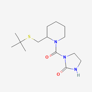 molecular formula C14H25N3O2S B2405238 1-(2-((叔丁基硫代)甲基)哌啶-1-羰基)咪唑烷-2-酮 CAS No. 2034367-18-3