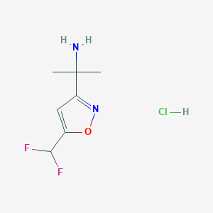 molecular formula C7H11ClF2N2O B2405239 2-[5-(Difluoromethyl)-1,2-oxazol-3-yl]propan-2-amine hydrochloride CAS No. 1909308-36-6