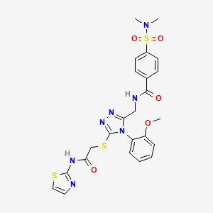 molecular formula C24H25N7O5S3 B2405240 4-(N,N-二甲基磺酰胺基)-N-((4-(2-甲氧基苯基)-5-((2-氧代-2-(噻唑-2-基氨基)乙基)硫代)-4H-1,2,4-三唑-3-基)甲基)苯甲酰胺 CAS No. 310427-37-3