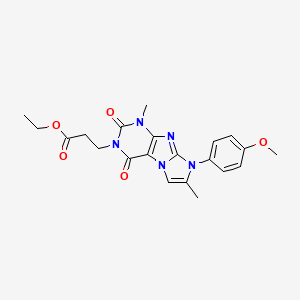 molecular formula C21H23N5O5 B2405262 3-(8-(4-甲氧基苯基)-1,7-二甲基-2,4-二氧代-1H-咪唑并[2,1-f]嘌呤-3(2H,4H,8H)-基)丙酸乙酯 CAS No. 887466-64-0