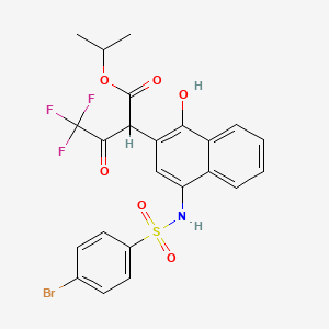 molecular formula C23H19BrF3NO6S B2405288 2-丙基-2-[4-[(4-溴苯基)磺酰胺基]-1-羟基萘-2-基]-4,4,4-三氟-3-氧代丁酸酯 CAS No. 425410-46-4