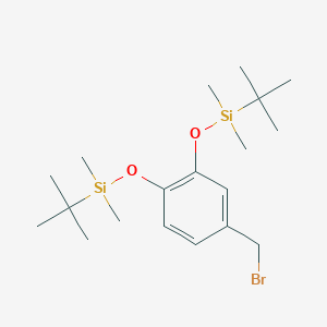 molecular formula C19H35BrO2Si2 B2405304 4-(Bromomethyl)-1,2-bis[(tert-butyldimethylsilyl)oxy]benzene CAS No. 161688-42-2