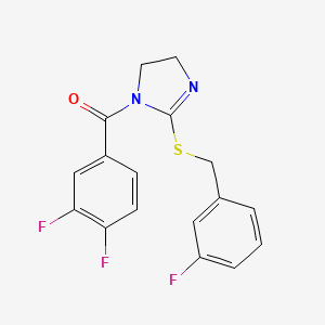 molecular formula C17H13F3N2OS B2405365 (3,4-二氟苯基)(2-((3-氟苄基)硫代)-4,5-二氢-1H-咪唑-1-基)甲酮 CAS No. 851865-14-0