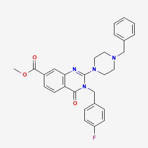 molecular formula C28H27FN4O3 B2405371 Methyl 2-(4-benzylpiperazin-1-yl)-3-[(4-fluorophenyl)methyl]-4-oxoquinazoline-7-carboxylate CAS No. 1251582-77-0