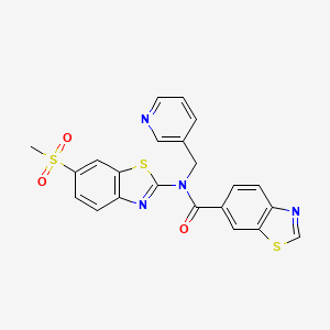 molecular formula C22H16N4O3S3 B2405373 N-(6-(methylsulfonyl)benzo[d]thiazol-2-yl)-N-(pyridin-3-ylmethyl)benzo[d]thiazole-6-carboxamide CAS No. 923502-34-5