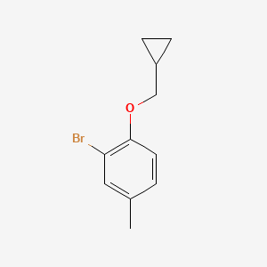 molecular formula C11H13BrO B2405379 2-Bromo-1-cyclopropylmethoxy-4-methylbenzene CAS No. 1154340-74-5