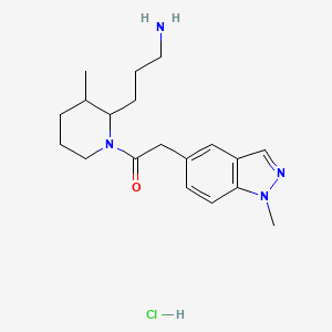 molecular formula C19H29ClN4O B2405381 1-[2-(3-Aminopropyl)-3-methylpiperidin-1-yl]-2-(1-methylindazol-5-yl)ethanone;hydrochloride CAS No. 2418716-94-4